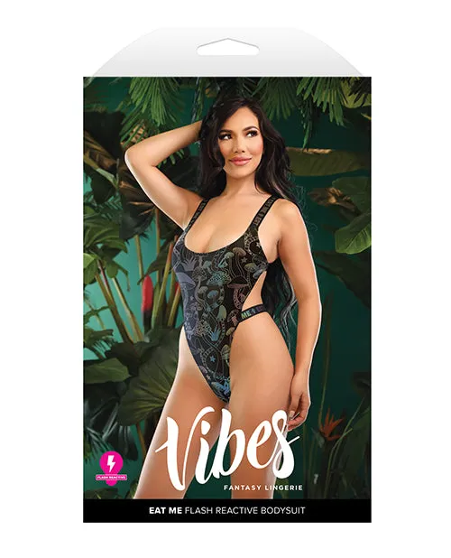 Fantasy Lingerie Vibrators Vibes Eat Me Flash Reactive Mushroom Print Bodysuit wSnap Closure Black Fantasy Lingerie Vibrators Vibes Eat Me Flash Reactive Mushroom Print Bodysuit wSnap Closure Black