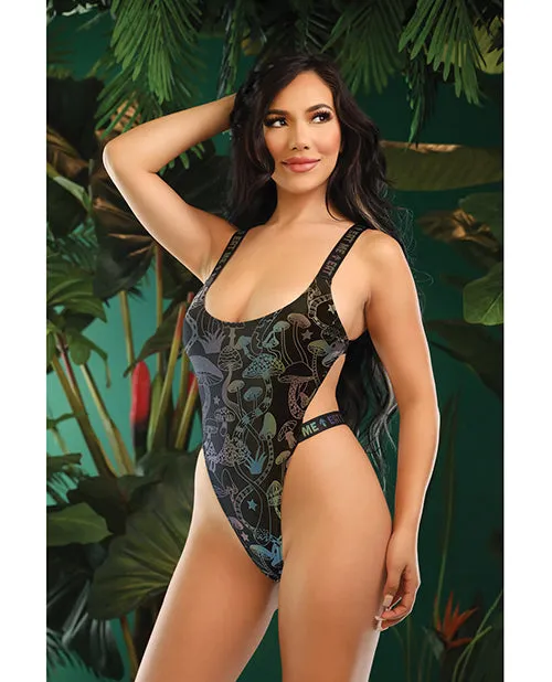 Fantasy Lingerie Vibrators Vibes Eat Me Flash Reactive Mushroom Print Bodysuit wSnap Closure Black Fantasy Lingerie Vibrators Vibes Eat Me Flash Reactive Mushroom Print Bodysuit wSnap Closure Black