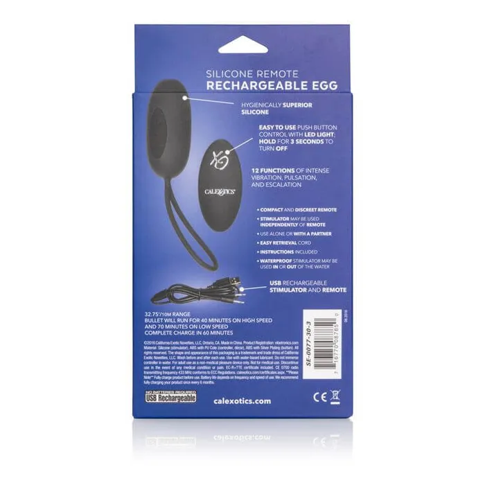 Couples California Exotic Novelties Silicone Remote Controlled Rechargeable Vibrating Egg