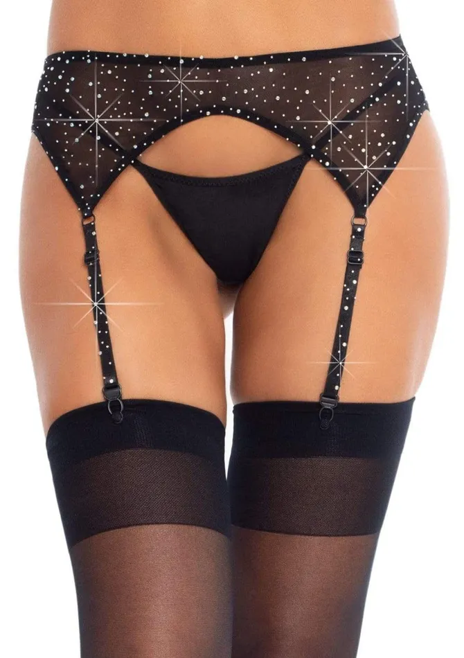 Leg Avenue Bodystockings Playsuits Rhinestone Garter Belt One Size Black Leg Avenue Bodystockings Playsuits Rhinestone Garter Belt One Size Black