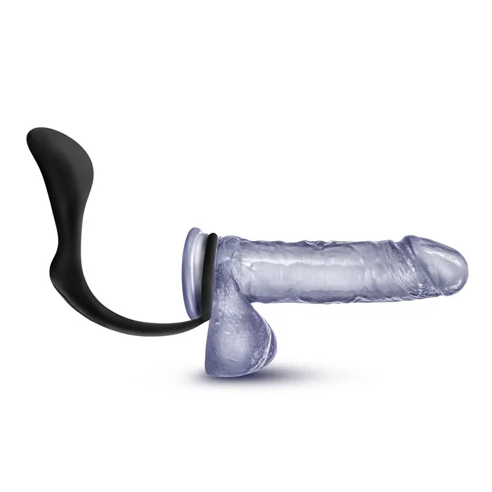 Anal Adventures Platinum Silicone Cock Ring Butt Plug Blush Male Sex Toys