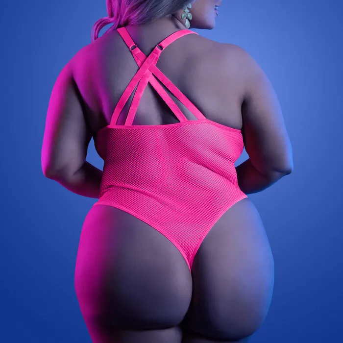 Fantasy Lingerie Male Sex Toys Fantasy Lingerie Glow Electric Haze Plunging Net Thong Teddy Curvy